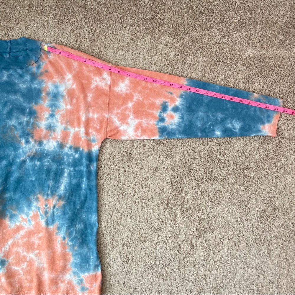 Free People Oversized Tie Dye Pink Blue Tee Shirt - Picture 12 of 16